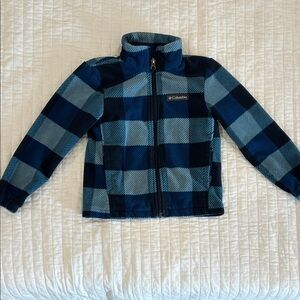 Columbia Navy and Light Blue Checkered Fleece Jacket